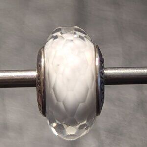 Pandora White Fascinating Faceted Murano Glass Charm